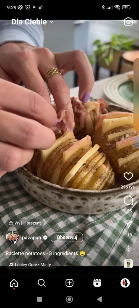 Na Instagramie bardzo popularne sa rolki z przepisami i instrukcjami jak przygotowywać posiłki