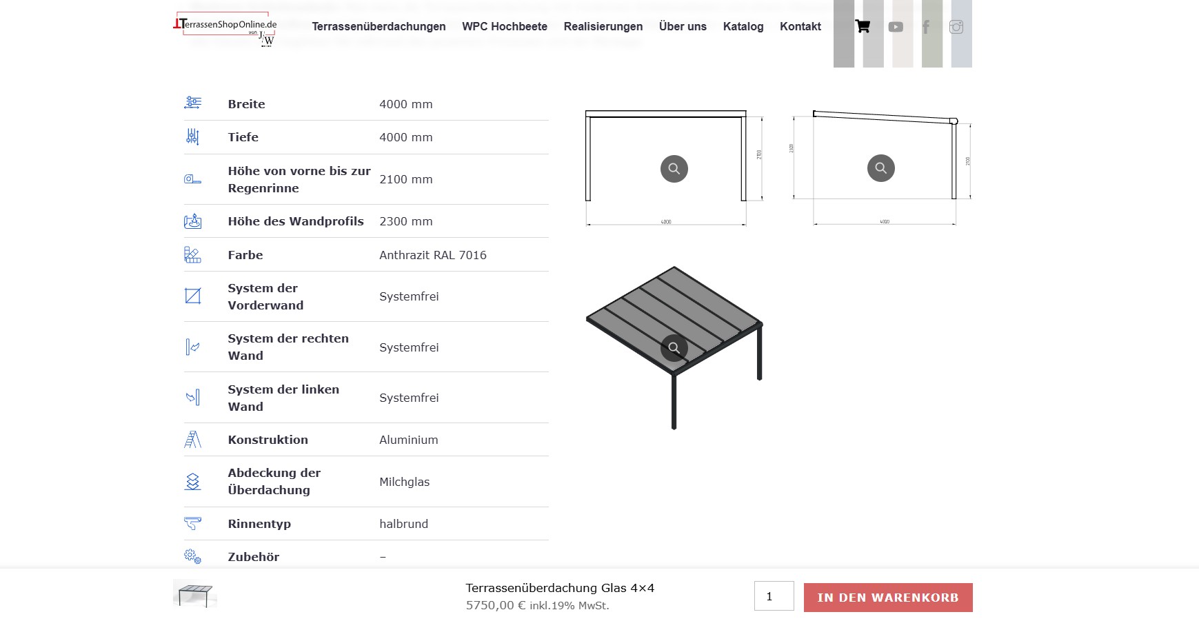 Sklep z tarasami na rynek niemiecki