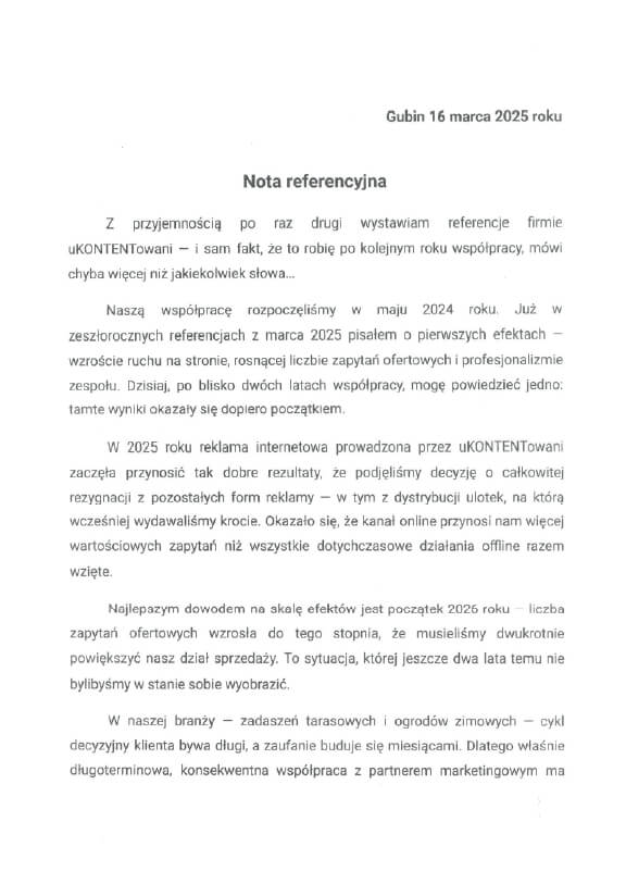 referencje dla ukontentowani